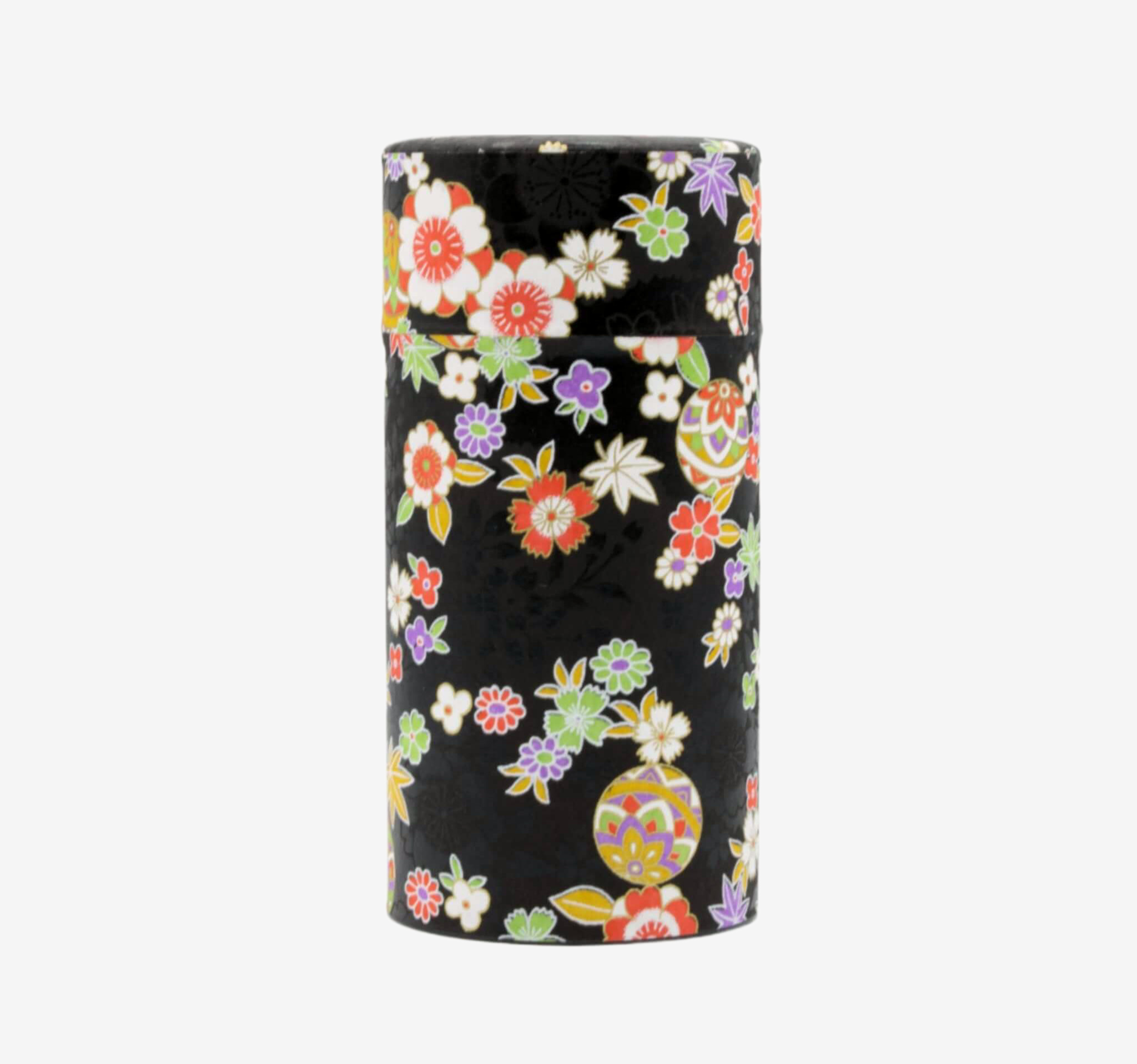 Matsuri Black Washi Paper Wrapped Tea Canister - Japanese Chazutsu Teaware Inoue Tea