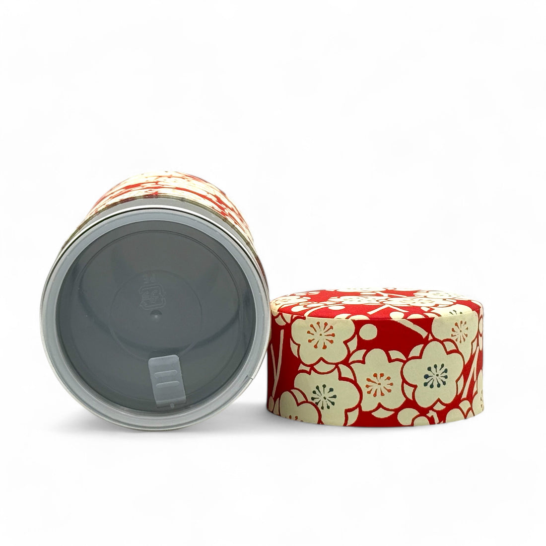 Sakura Red Washi Paper Wrapped Tea Canister - Japanese Chazutsu