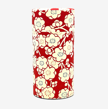 Sakura Red Washi Paper Wrapped Tea Canister - Japanese Chazutsu Teaware Inoue Tea