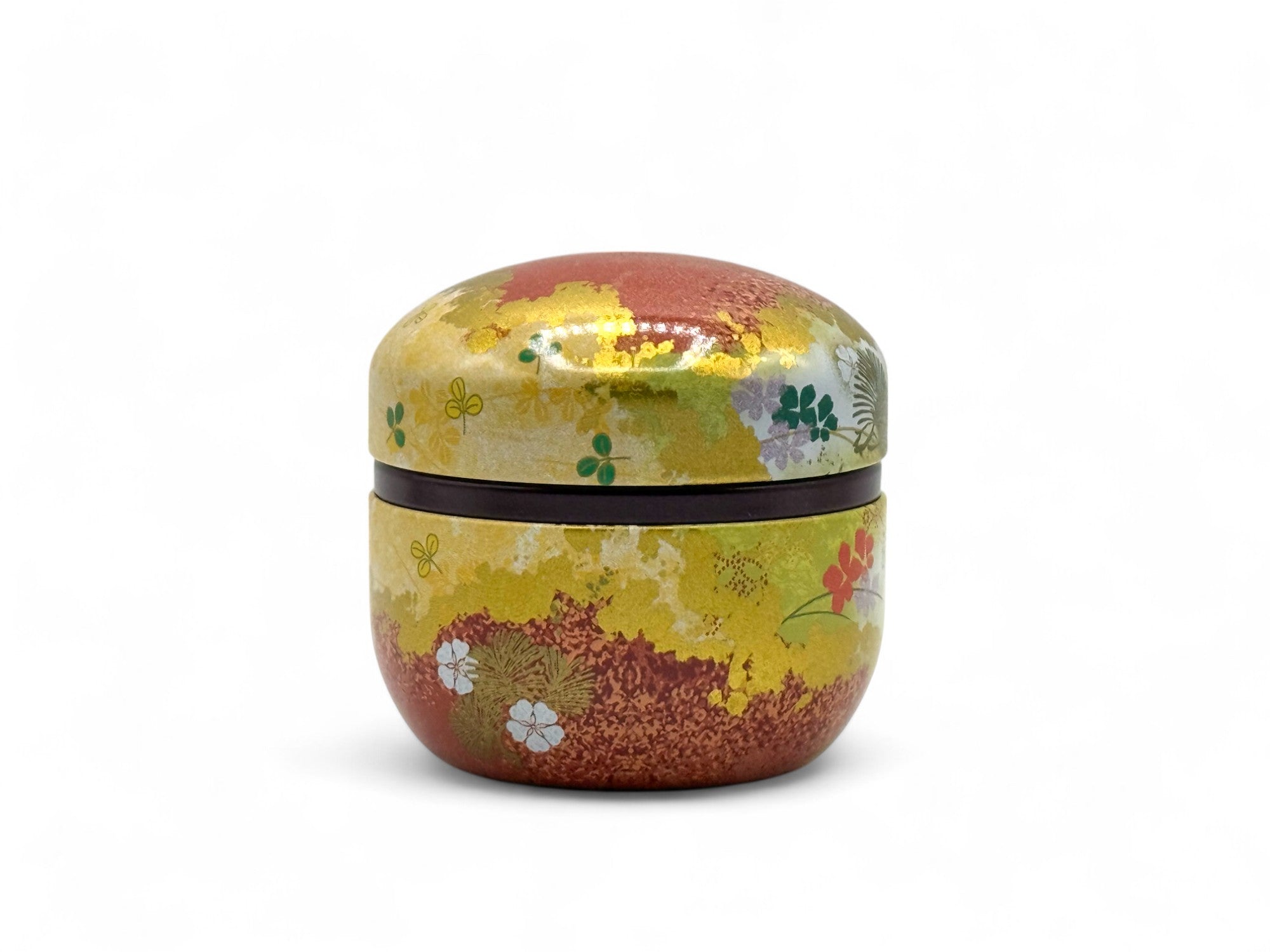 Natsu Flower Metal Tea Canister - Japanese Chazutsu