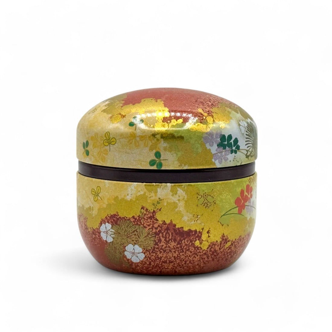 Natsu Flower Metal Tea Canister - Japanese Chazutsu