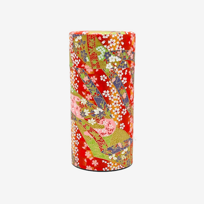 Oiwai Red Washi Paper Wrapped Tea Canister - Japanese Chazutsu Teaware Inoue Tea