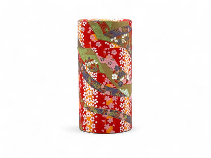 Oiwai Red Washi Paper Wrapped Tea Canister (L) - Japanese Chazutsu