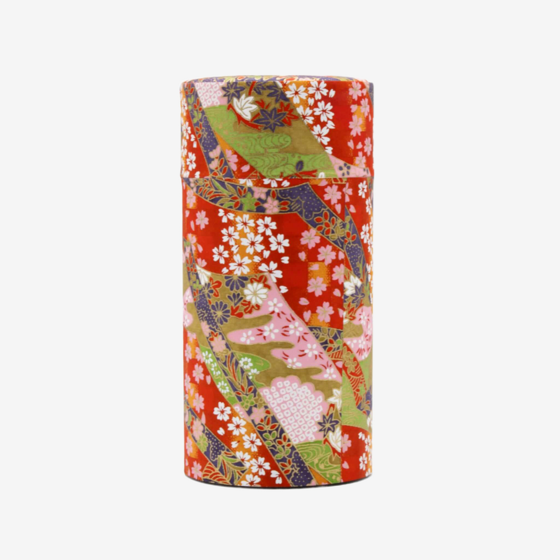 Oiwai Red Washi Paper Wrapped Tea Canister - Japanese Chazutsu Teaware Inoue Tea