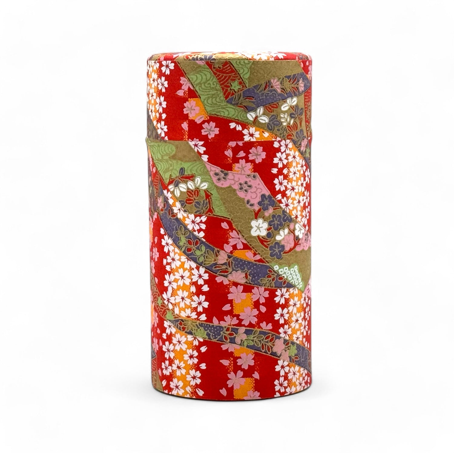 Oiwai Red Washi Paper Wrapped Tea Canister (L) - Japanese Chazutsu