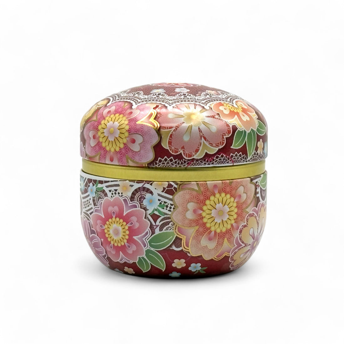 Autumn Hana Metal Tea Canister - Japanese Chazutsu