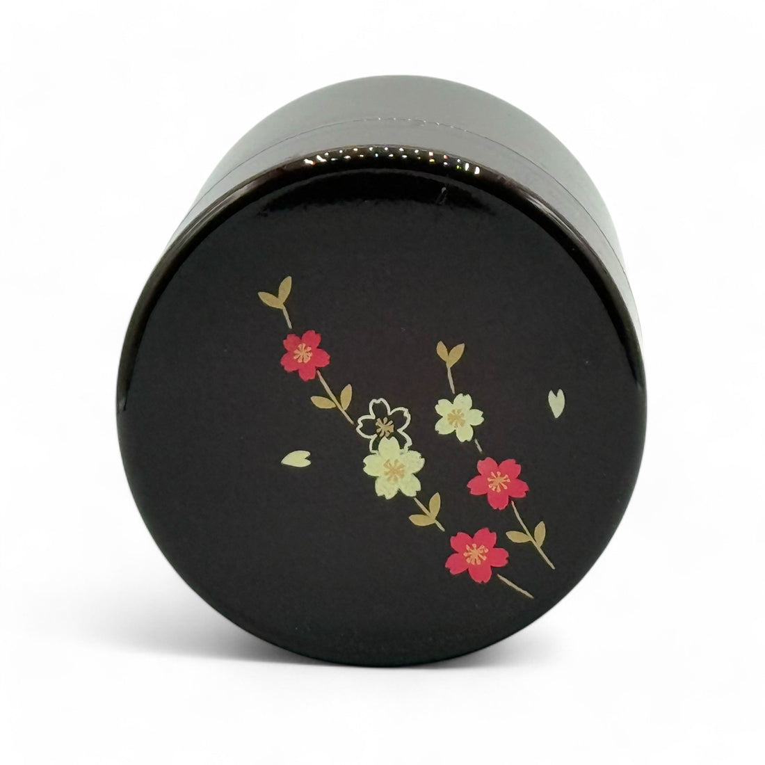 Tame  Flower Hana Brown Lacquered Resin Tea Canister - Japanese Chazutsu