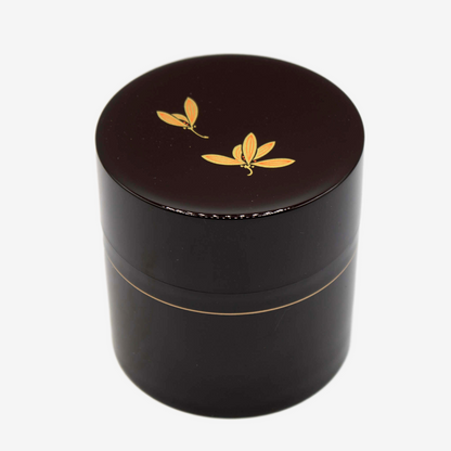 Tame Golden Leaf Brown Resin Lacquered Tea Canister - Japanese Chazutsu Teaware Inoue Tea