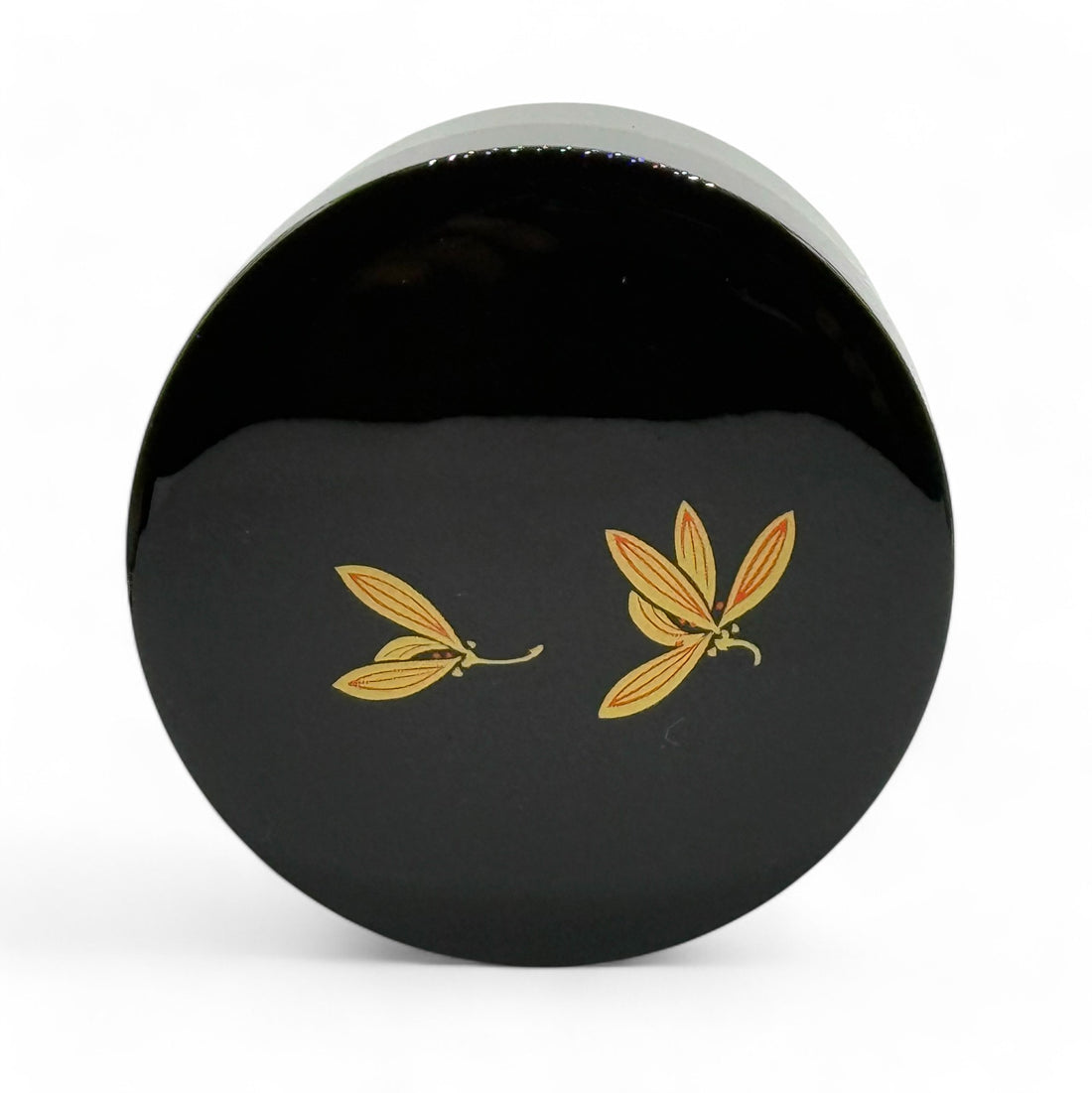 Tame Golden Leaf Brown Resin Lacquered Tea Canister - Japanese Chazutsu