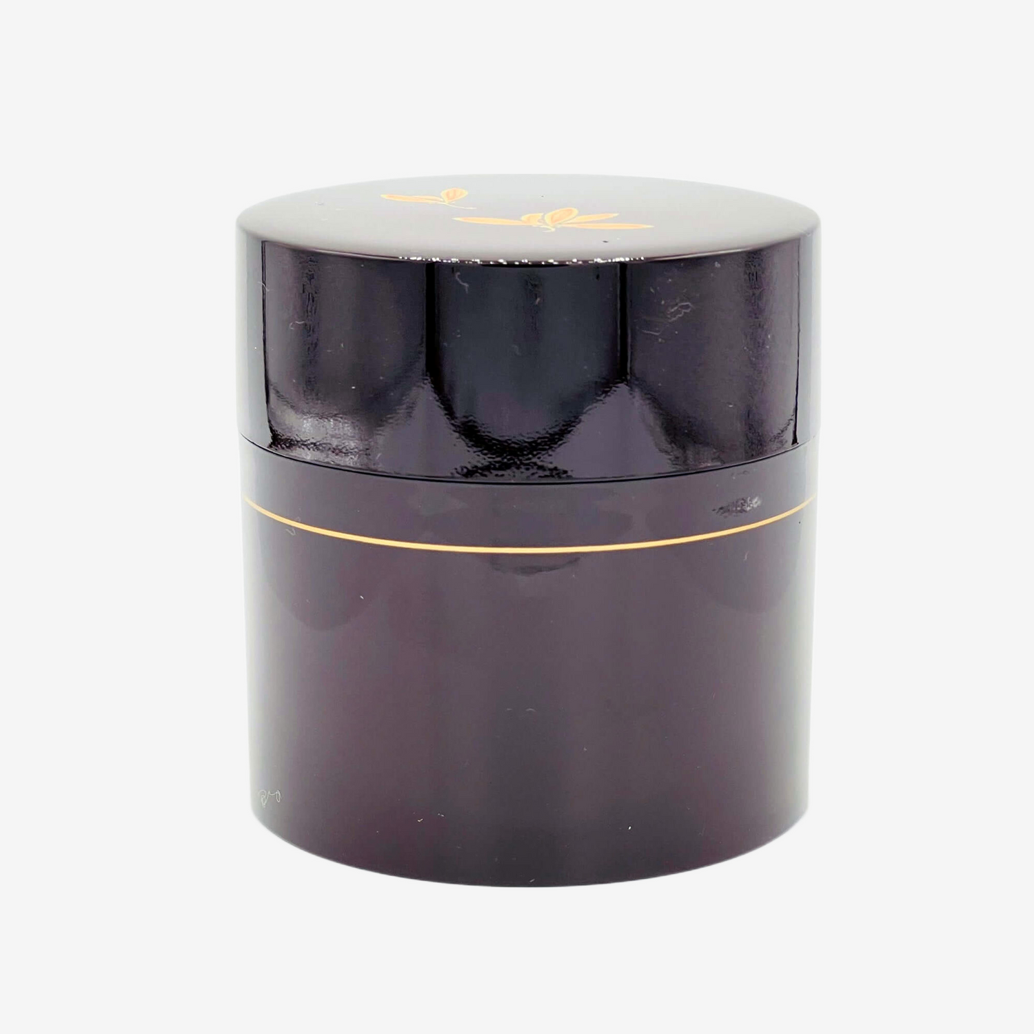 Tame Golden Leaf Brown Resin Lacquered Tea Canister - Japanese