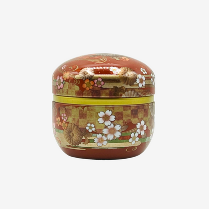 Ito Burgundy Red Metal Tea Canister - Japanese Chazutsu