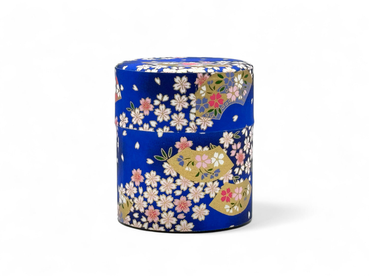 Matsuri Blue Washi Paper Wrapped Tea Canister (S) - Japanese Chazutsu