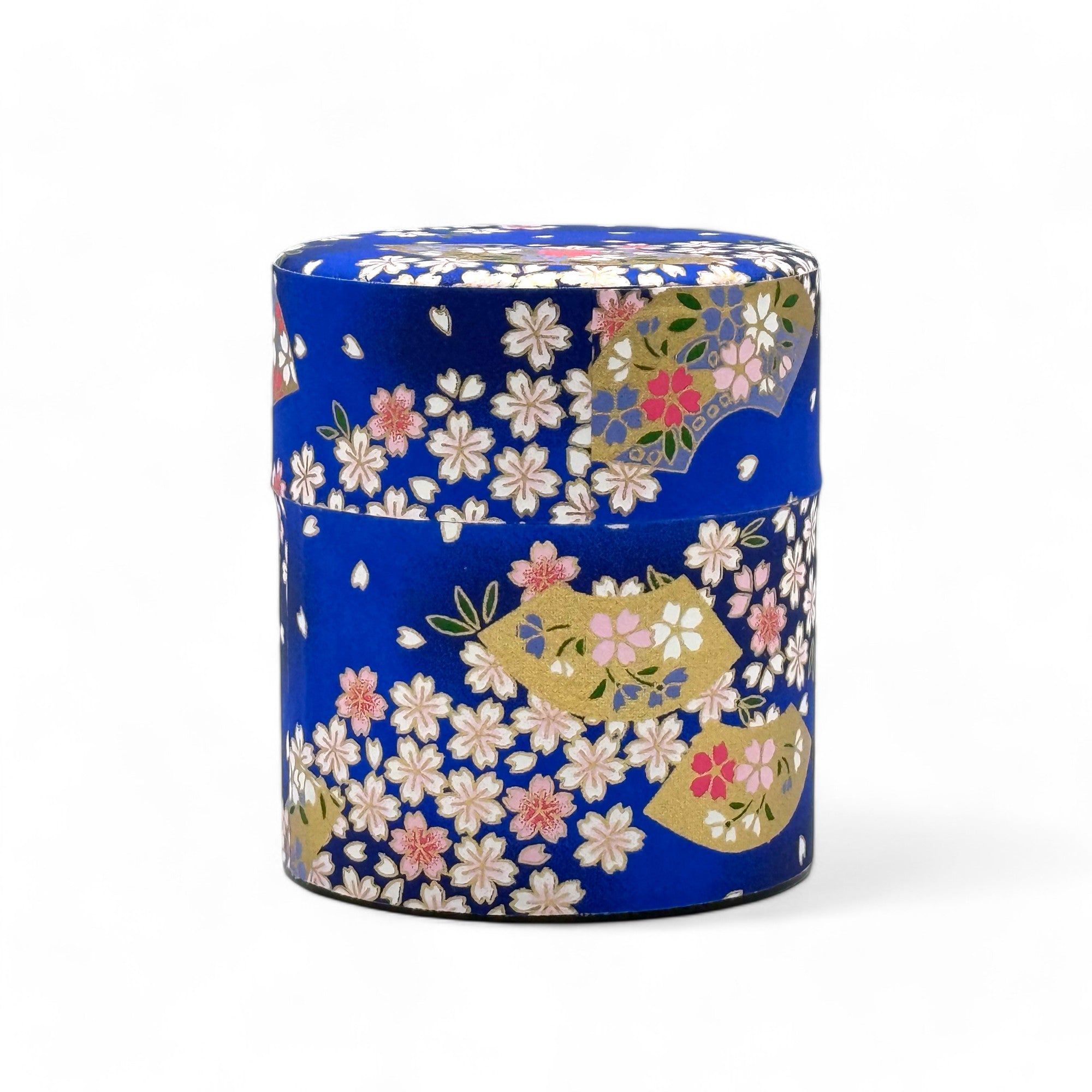 Matsuri Blue Washi Paper Wrapped Tea Canister (S) - Japanese Chazutsu