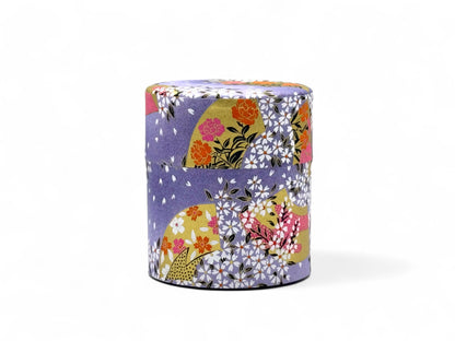 Purple Matsuri Washi Paper Wrapped Tea Canister (S) - Japanese Chazutsu