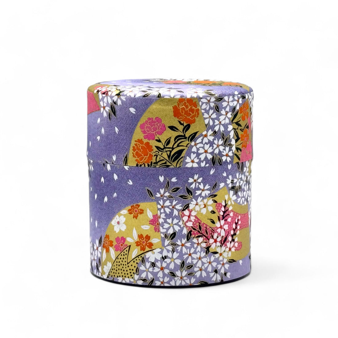 Purple Matsuri Washi Paper Wrapped Tea Canister (S) - Japanese Chazutsu