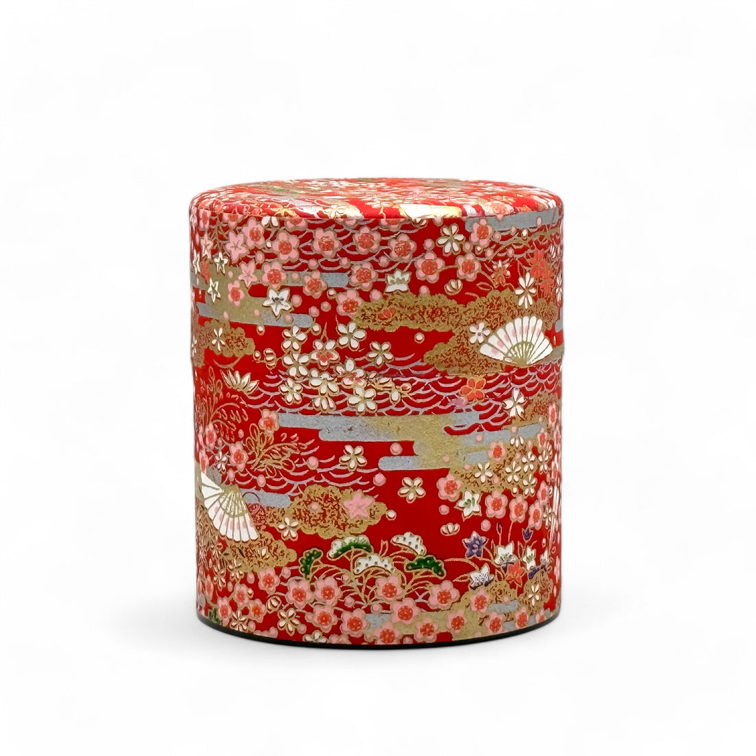 Hiromatsu Red Washi Paper Wrapped Tea Canister (S) - Japanese Chazutsu