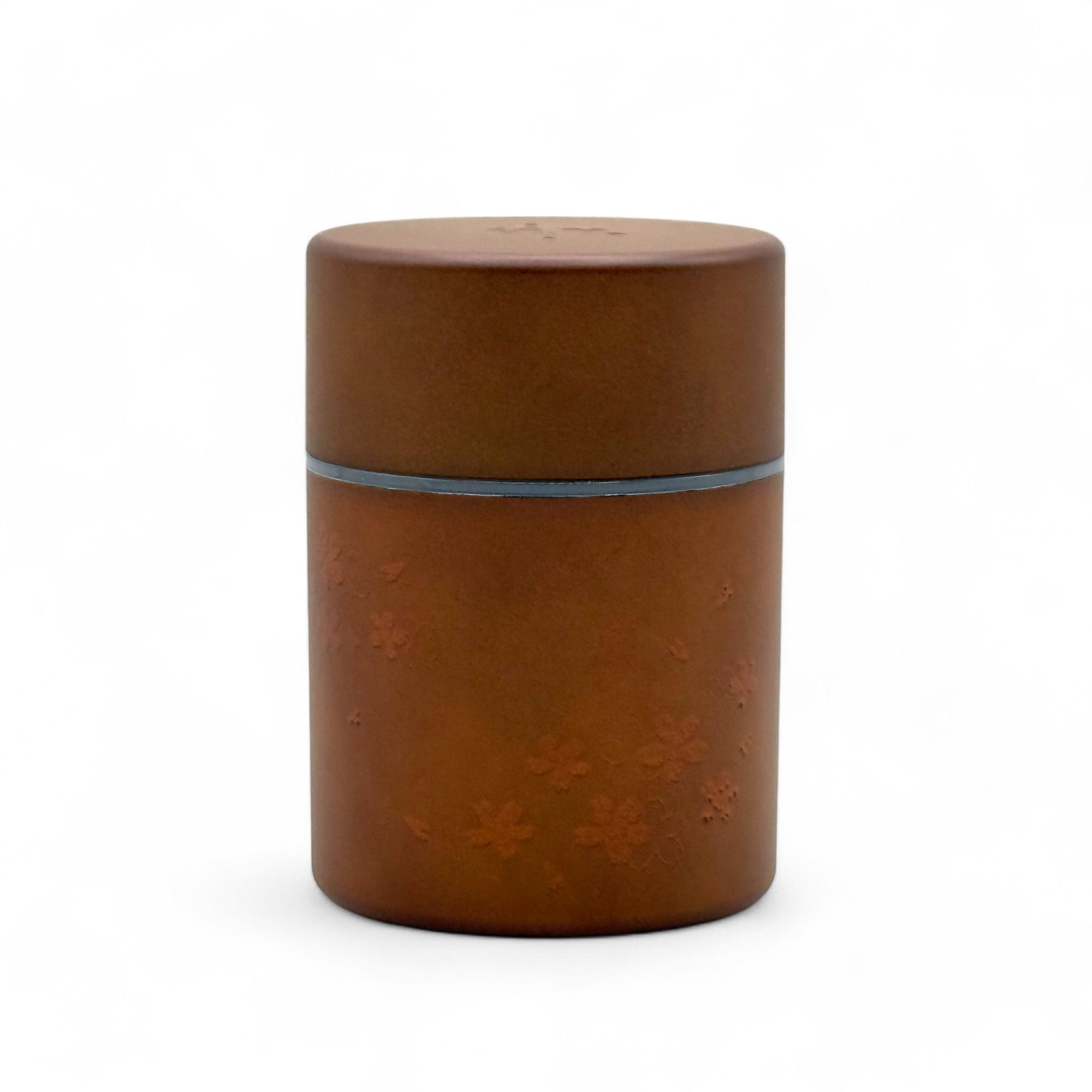 Sakura Brown Polished Grain Resin Tea Canister by Miyamoto Sangyo - Japanese Chazutsu