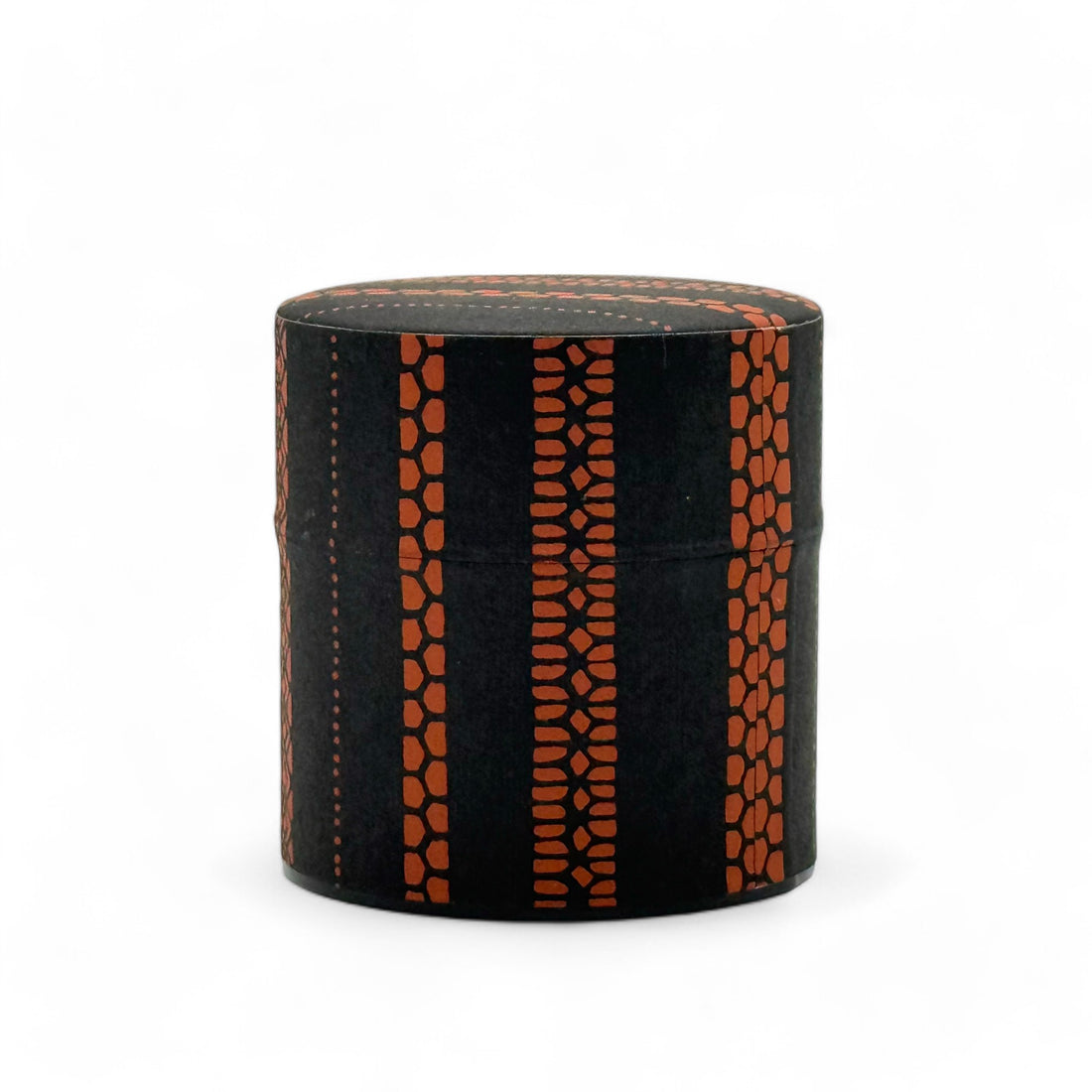 Shima Stripe Brown Washi Paper Wrapped Tea Canister (S) - Japanese Chazutsu