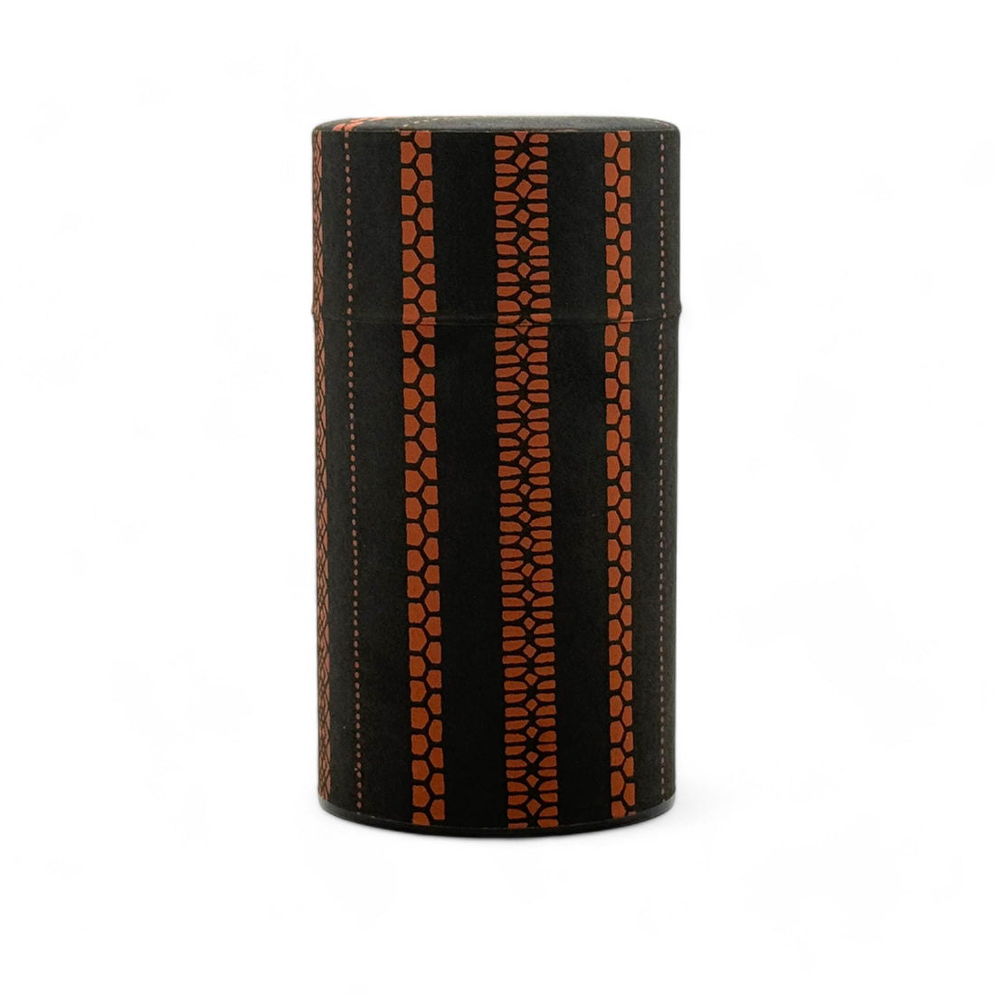 Shima Stripe Brown Washi Paper Wrapped Tea Canister (L) - Japanese Chazutsu