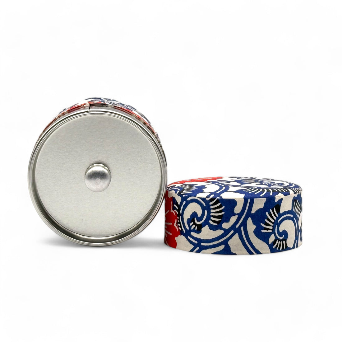 Karahana Blue Washi Paper Wrapped Tea Canister (S) - Japanese Chazutsu