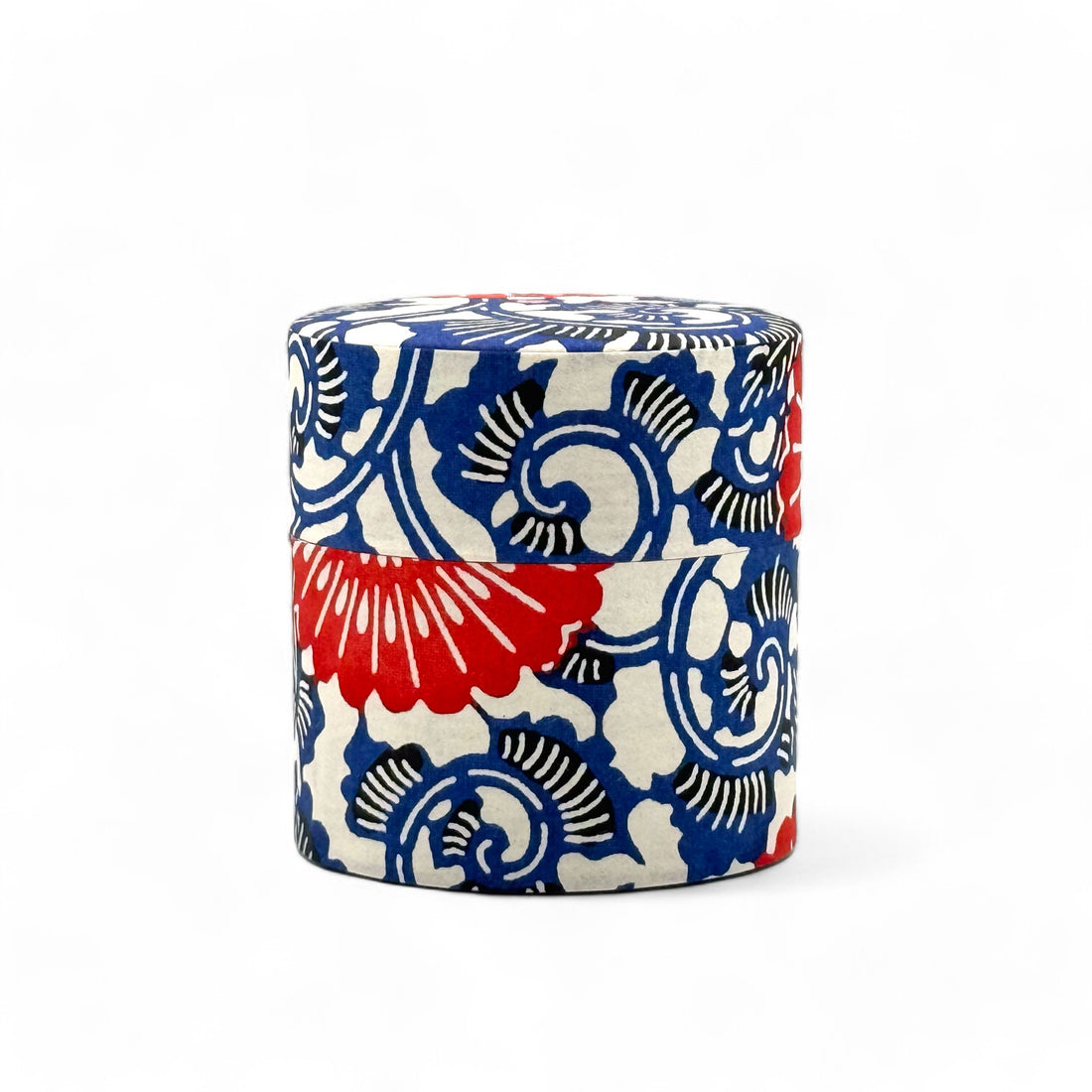 Karahana Blue Washi Paper Wrapped Tea Canister (S) - Japanese Chazutsu