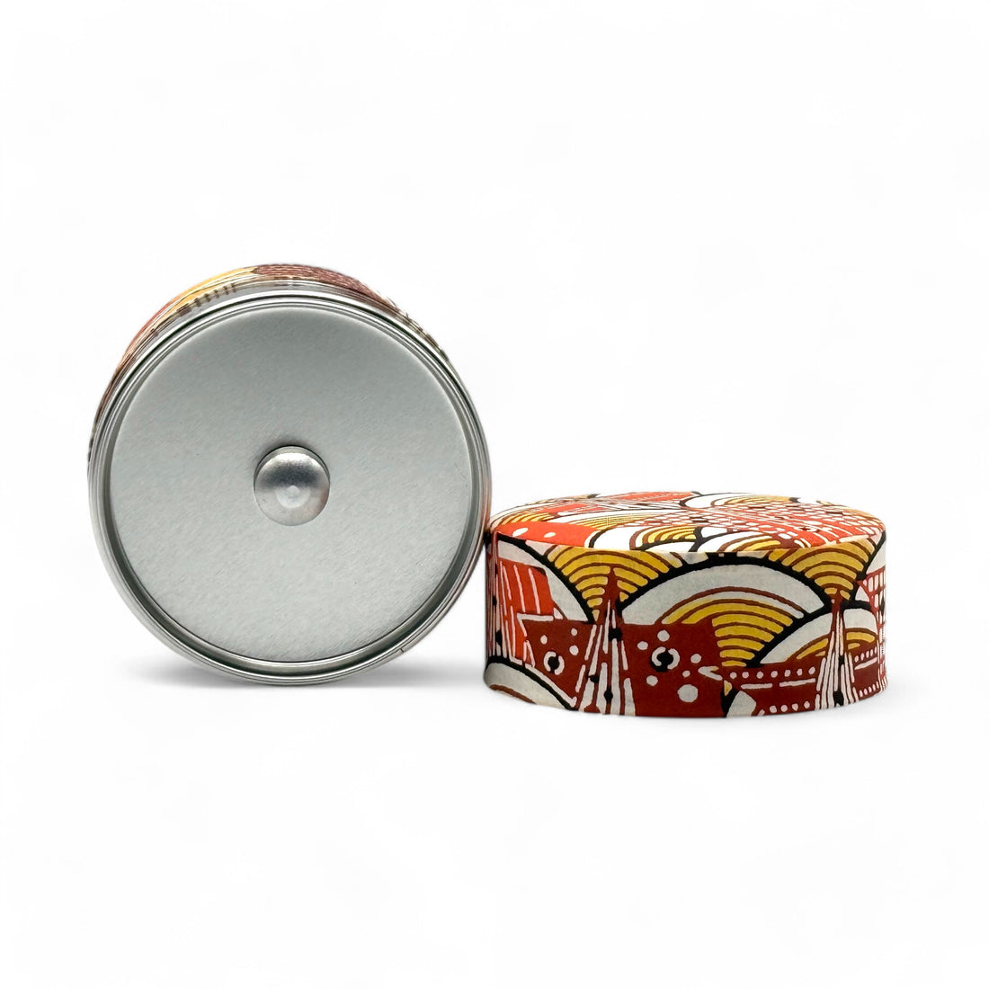 Saikaiha Orange Wave Washi Paper Wrapped Tea Canister (S) - Japanese Chazutsu