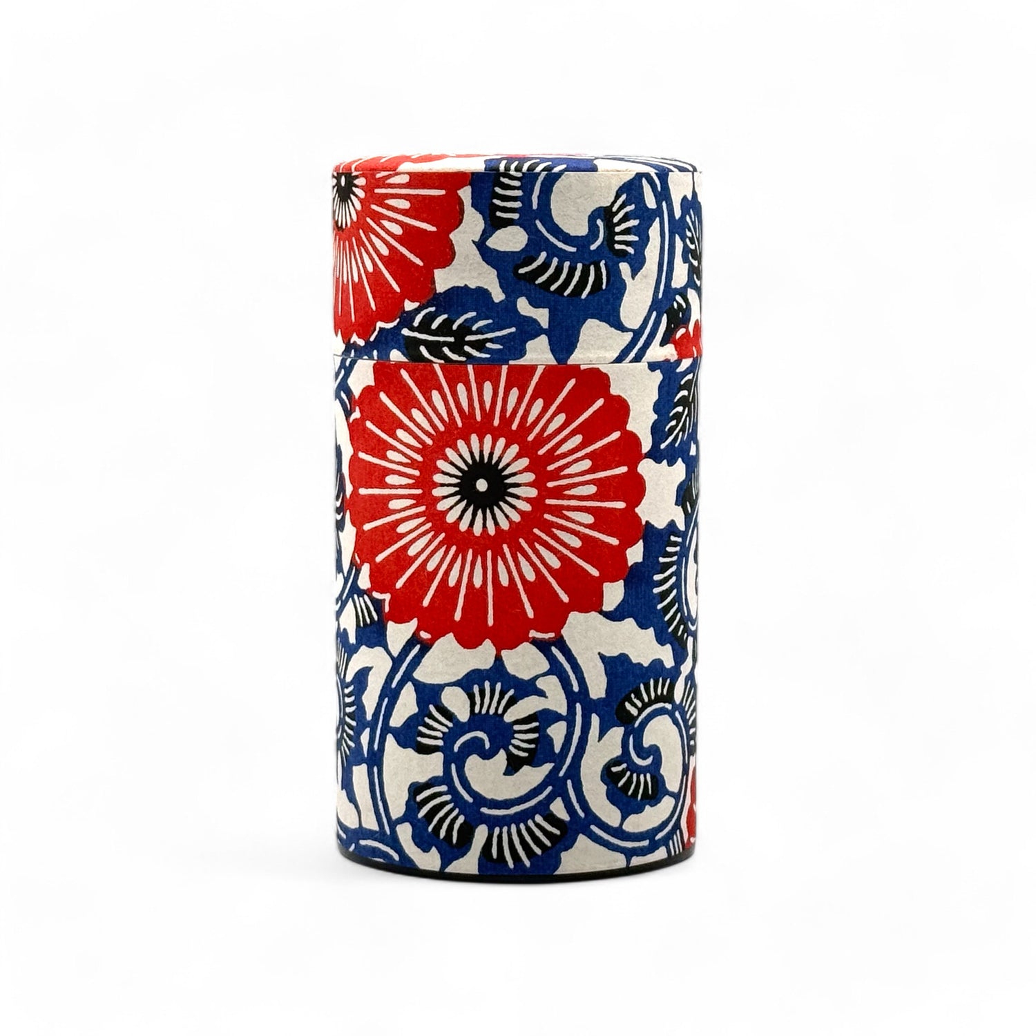 Karahana Blue Washi Paper Wrapped Tea Canister (L) - Japanese Chazutsu