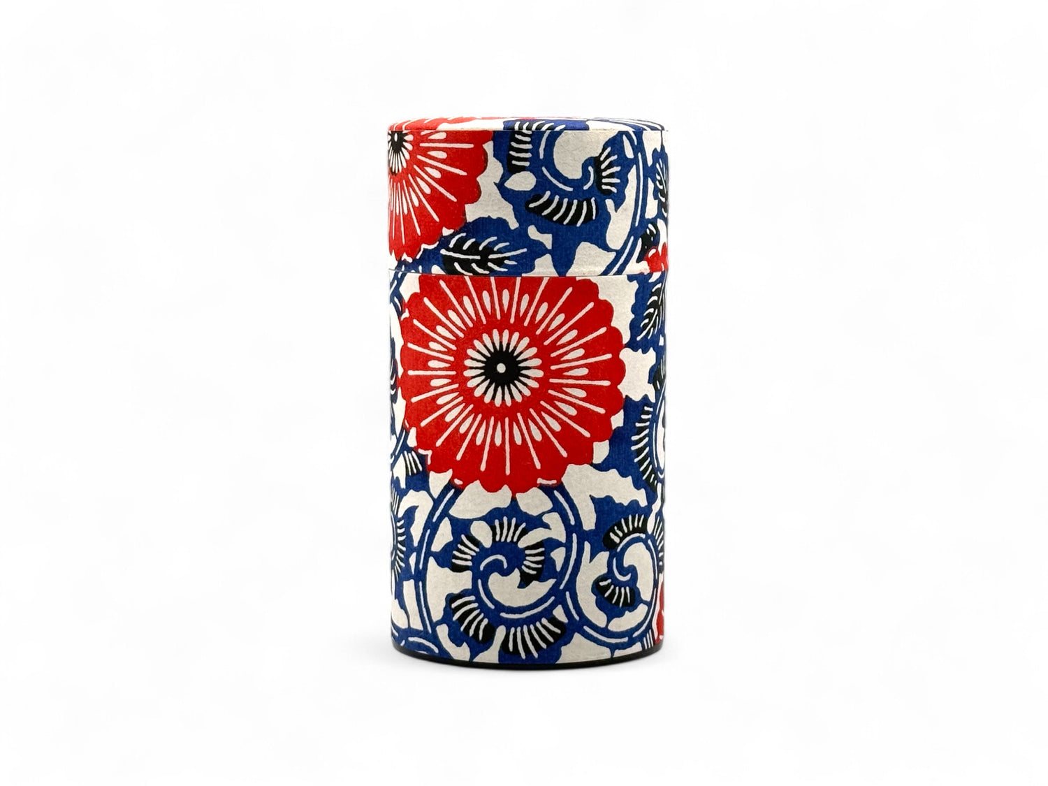 Karahana Blue Washi Paper Wrapped Tea Canister (L) - Japanese Chazutsu