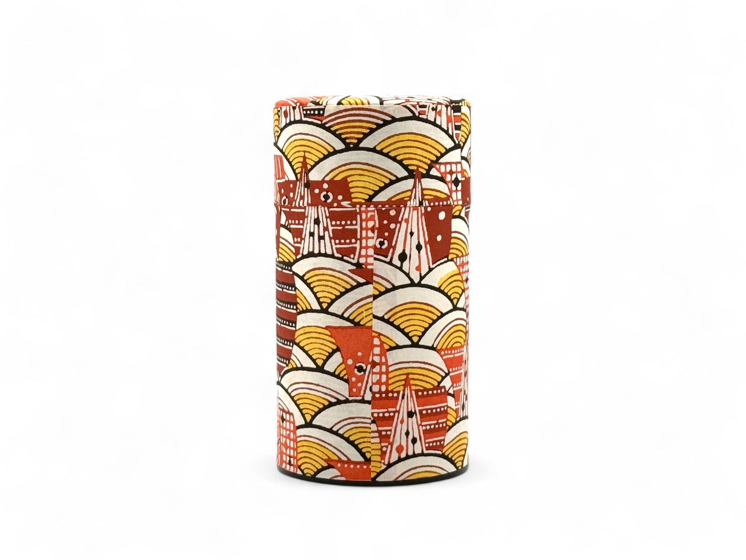 Saikaiha Orange Washi Paper Wrapped Tea Canister (L) - Japanese Chazutsu