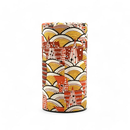 Saikaiha Orange Washi Paper Wrapped Tea Canister (L) - Japanese Chazutsu