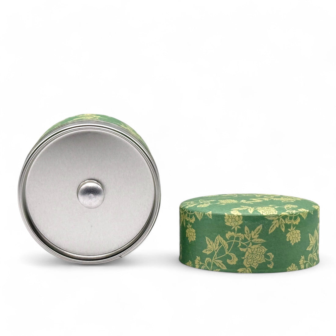 Hana Karakusa Green Washi Paper Wrapped Tea Canister (S) - Japanese Chazutsu