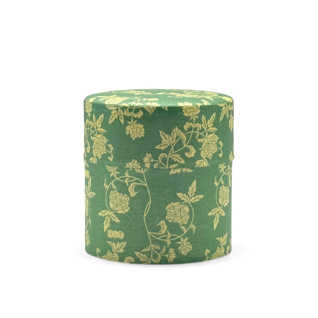 Hana Karakusa Green Washi Paper Wrapped Tea Canister (S) - Japanese Chazutsu