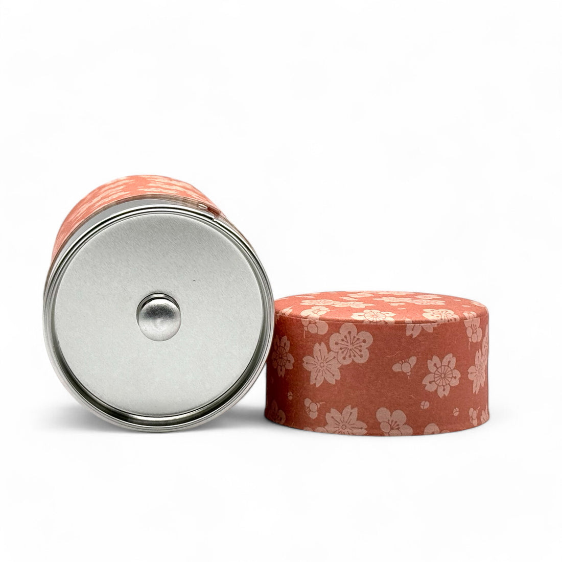 Sakuraume Cherry Blossom Pink Washi Paper Wrapped Tea Canister (L) - Japanese Chazutsu