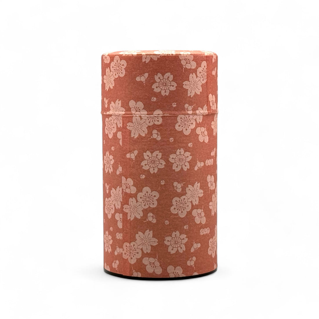 Sakuraume Cherry Blossom Pink Washi Paper Wrapped Tea Canister (L) - Japanese Chazutsu