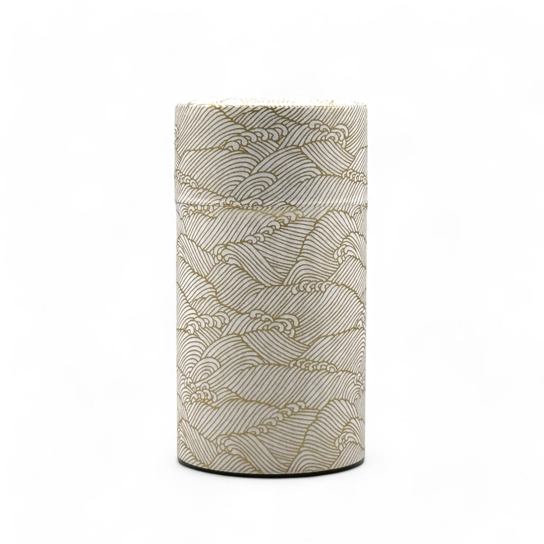 Kenran Nami White Washi Paper Wrapped Tea Canister (L) - Japanese Chazutsu