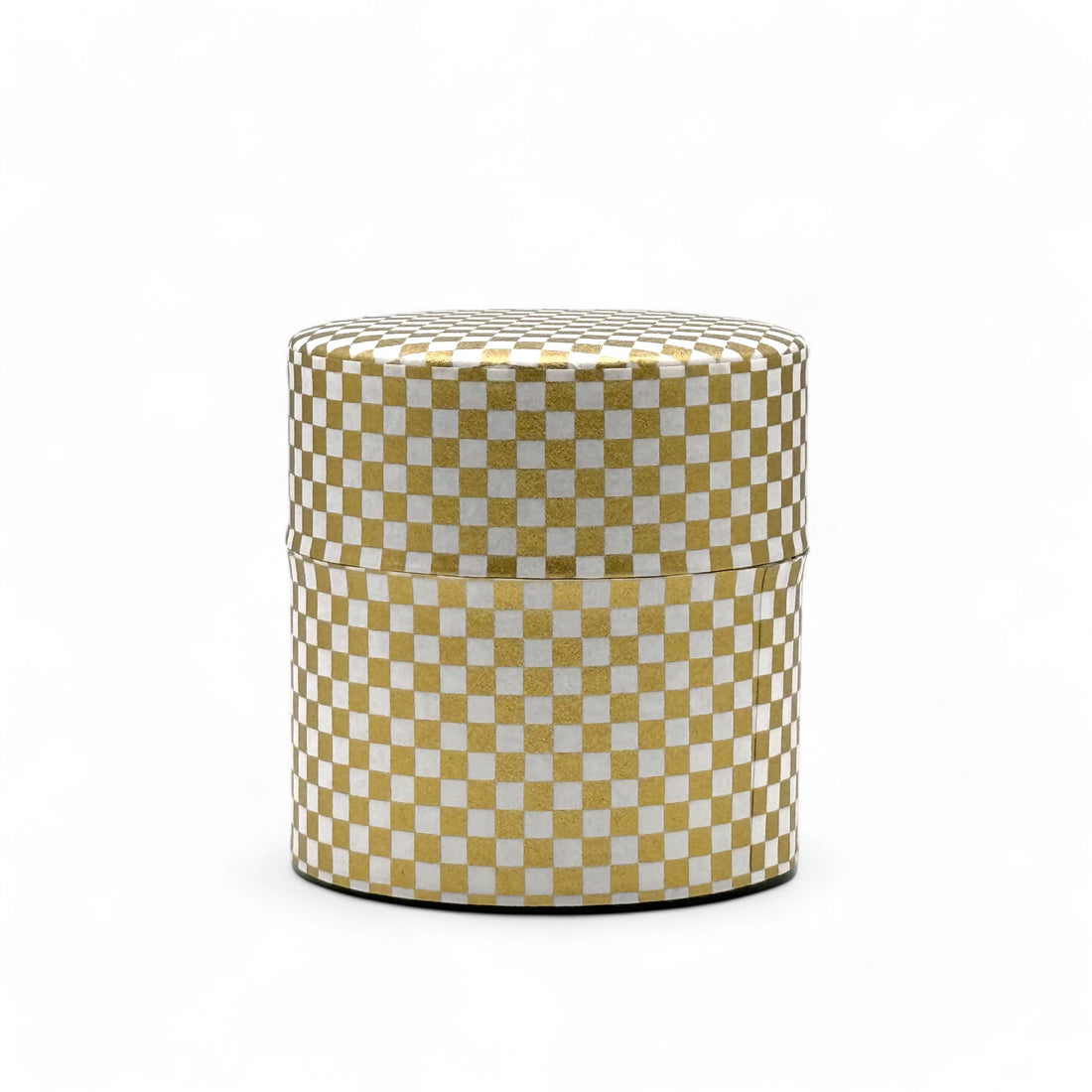 Ichimatsu Checkered Gold Washi Paper Wrapped Tea Canister (S) - Japanese Chazutsu