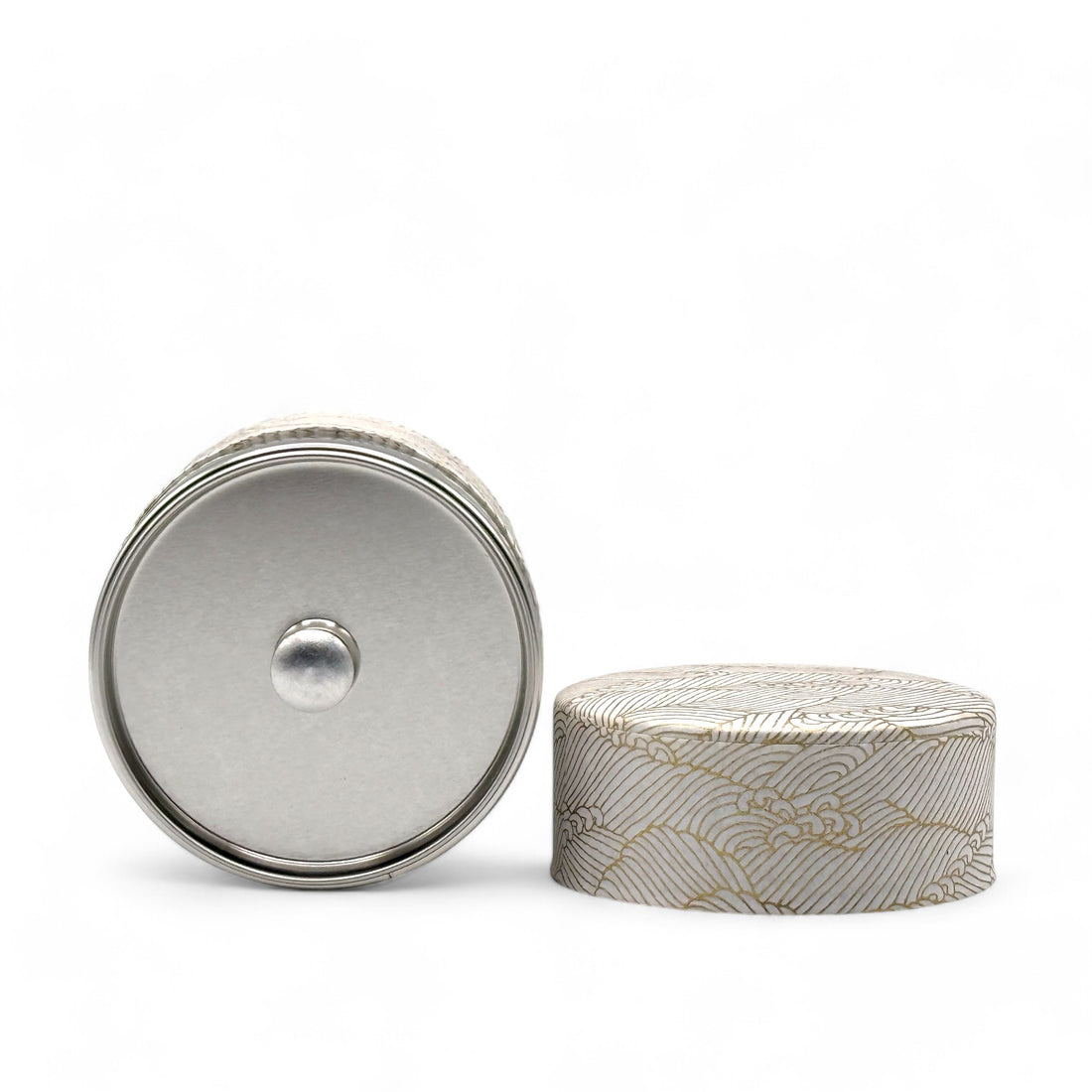 Kenran Nami White Washi Paper Wrapped Tea Canister (S) - Japanese Chazutsu