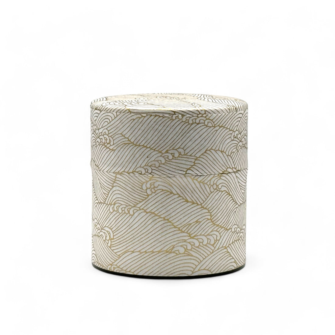 Kenran Nami White Washi Paper Wrapped Tea Canister (S) - Japanese Chazutsu