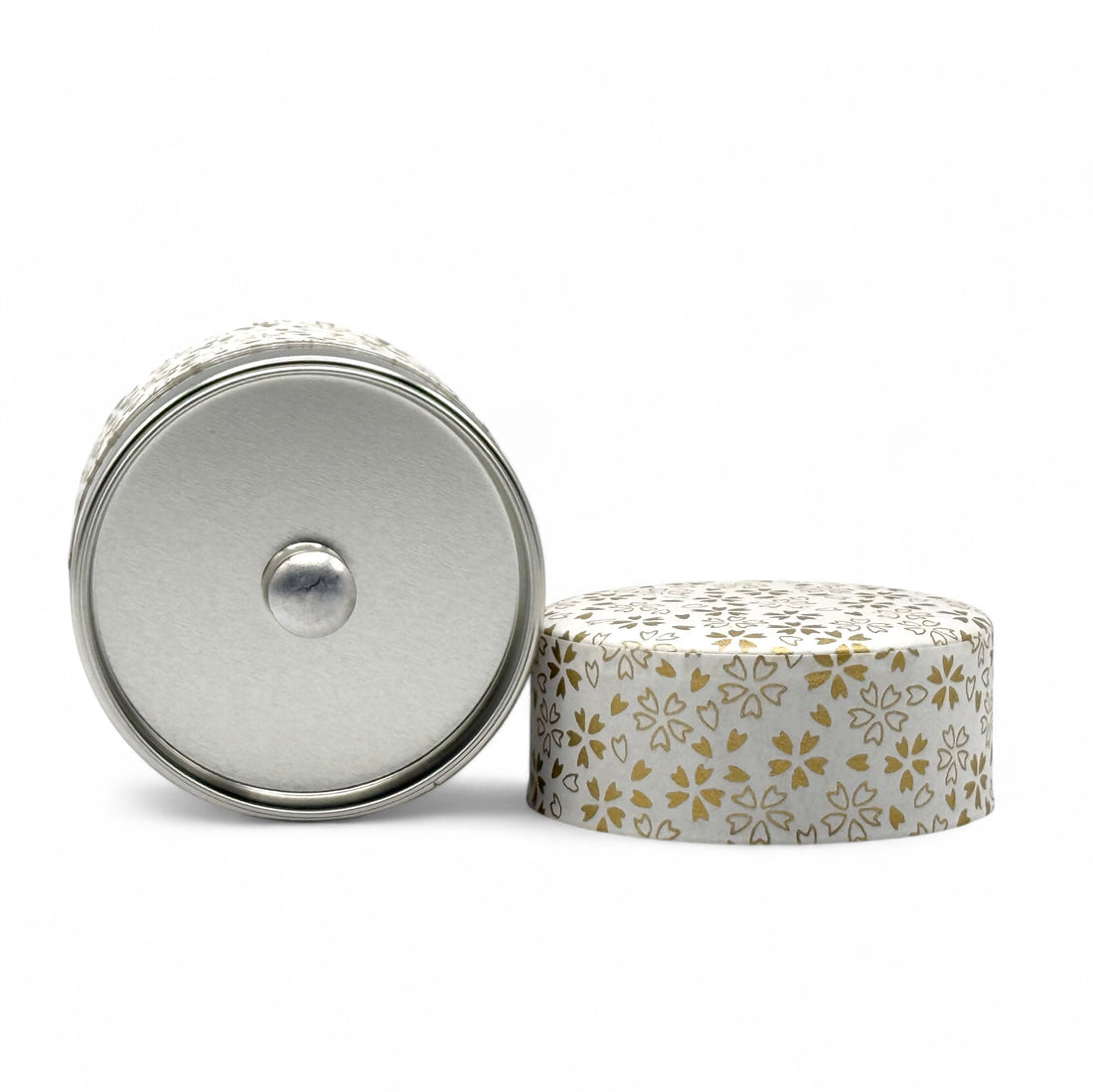 Kenran Hana White Washi Paper Wrapped Tea Canister (S) - Japanese Chazutsu