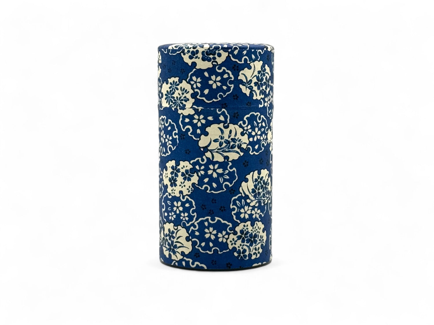 Hana Sori Blue Washi Paper Wrapped Tea Canister (L) - Japanese Chazutsu