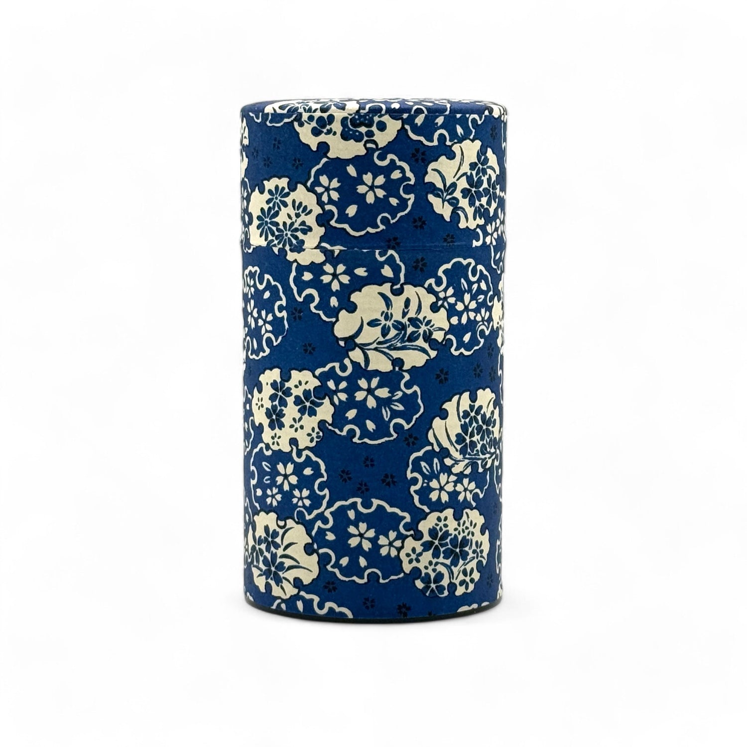 Hana Sori Blue Washi Paper Wrapped Tea Canister (L) - Japanese Chazutsu