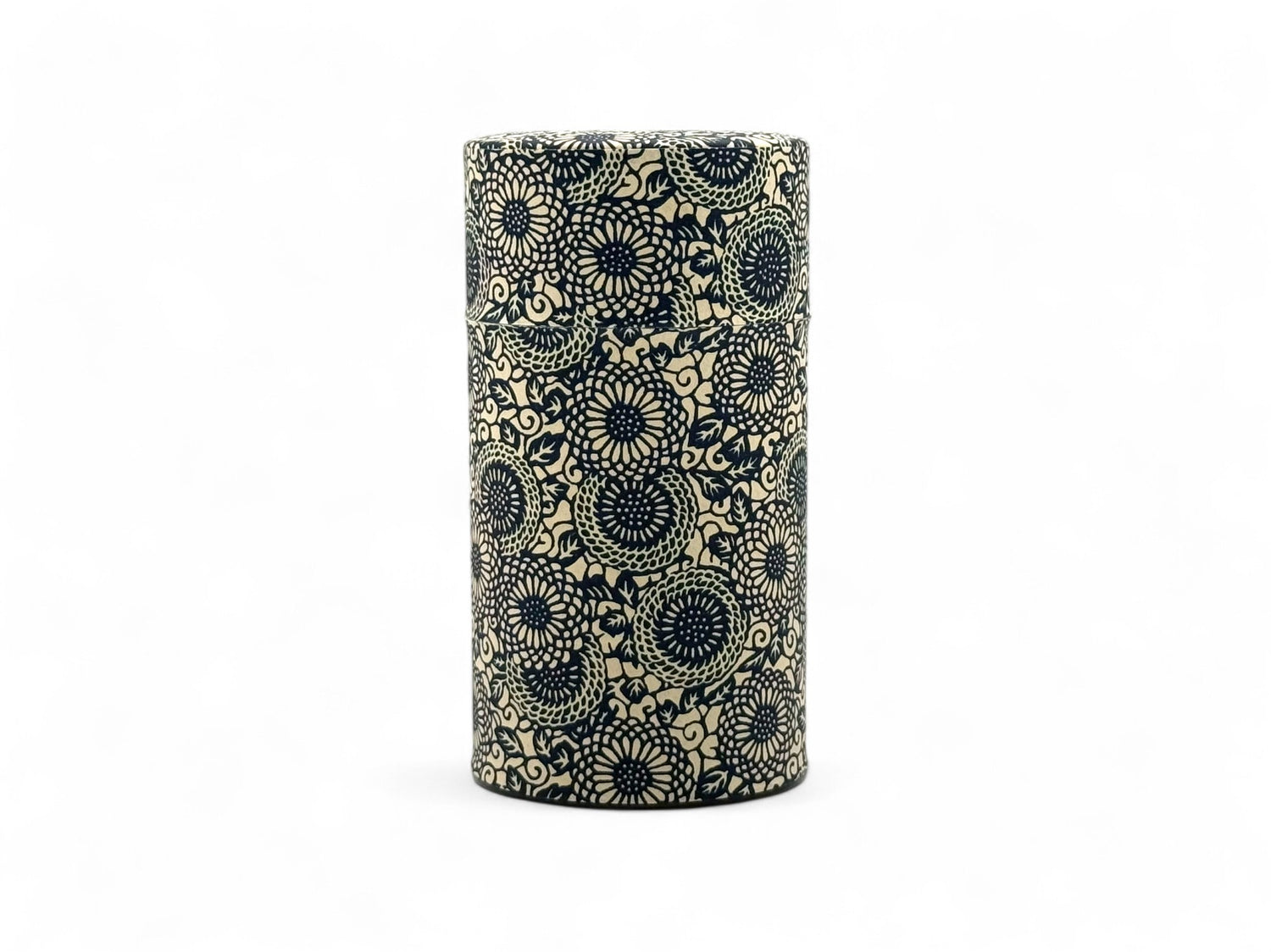 Chrysanthemum Blue Washi Paper Wrapped Tea Canister (L) - Japanese Chazutsu