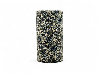 Chrysanthemum Blue Washi Paper Wrapped Tea Canister (L) - Japanese Chazutsu