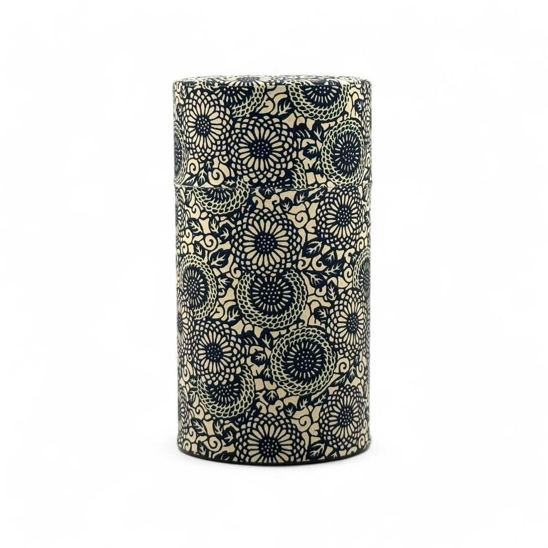 Chrysanthemum Blue Washi Paper Wrapped Tea Canister (L) - Japanese Chazutsu