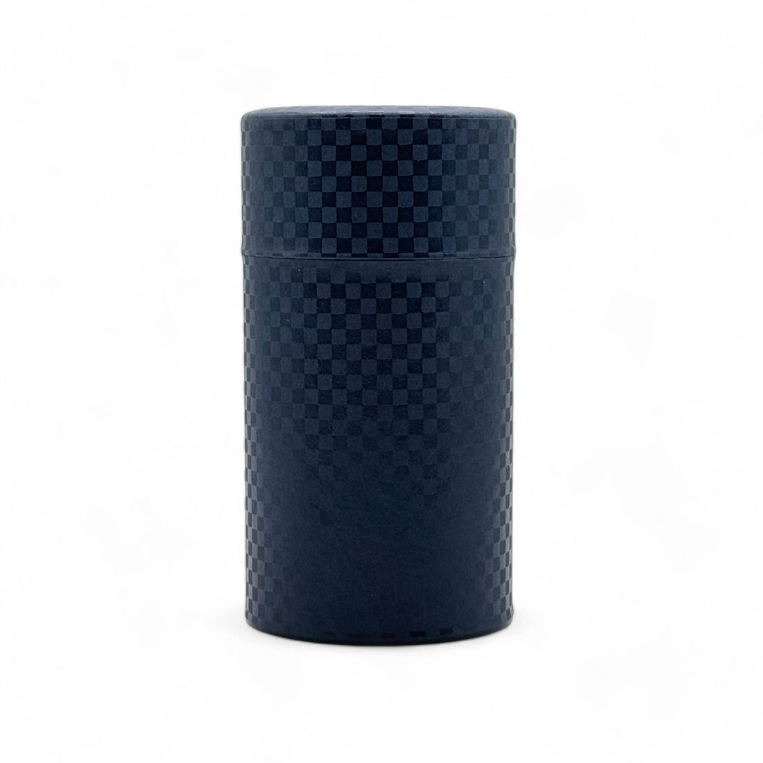 Ichimatsu Checkered Blue Washi Paper Wrapped Tea Canister (L) - Japanese Chazutsu