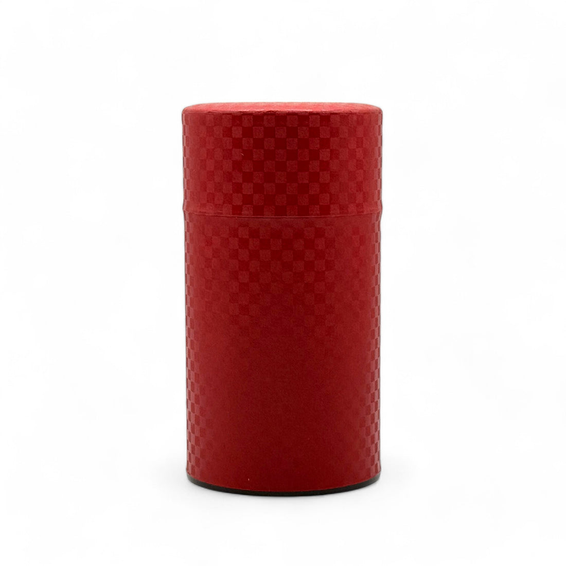 Ichimatsu Checkered Red Washi Paper Wrapped Tea Canister (L) - Japanese Chazutsu