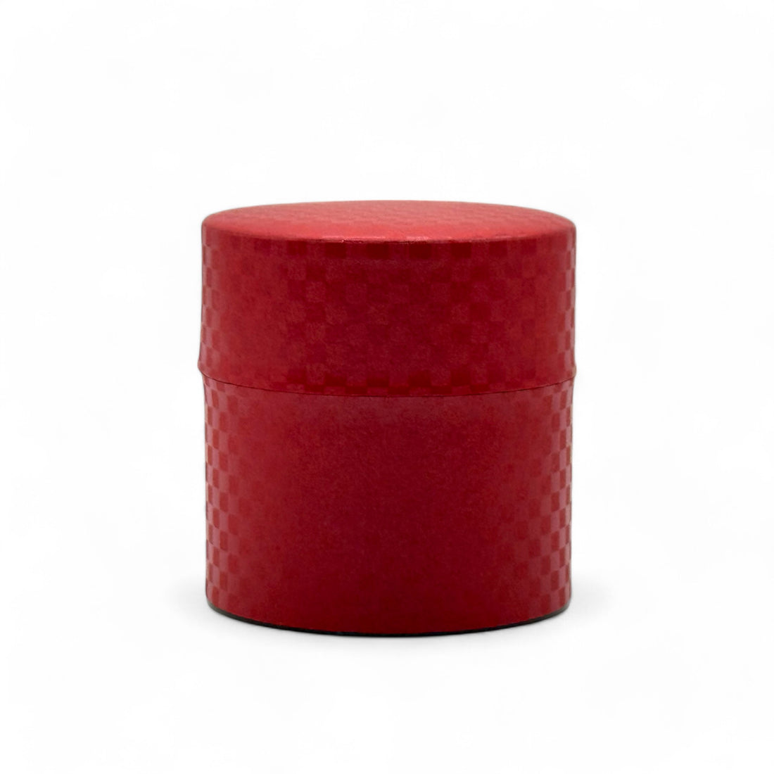 Ichimatsu Checkered Red Washi Paper Wrapped Tea Canister (S) - Japanese Chazutsu