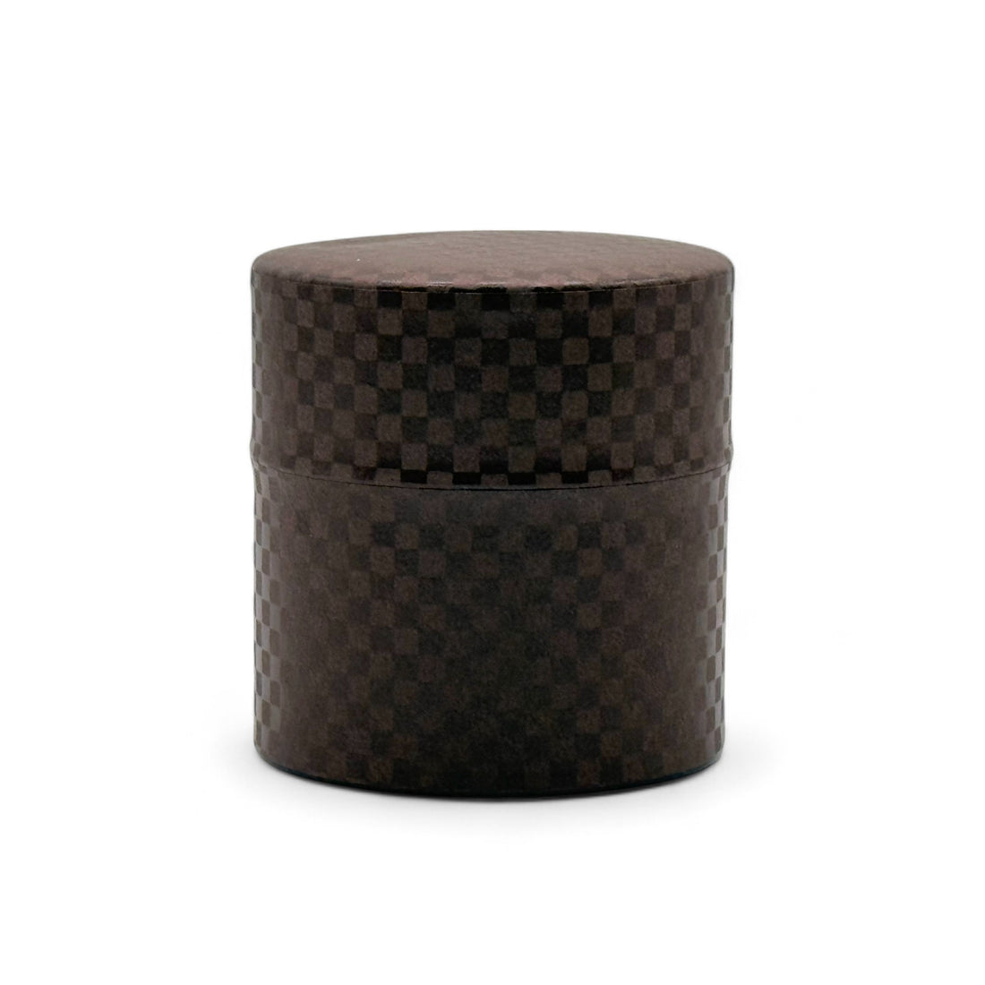 Ichimatsu Checkered Brown Washi Paper Wrapped Tea Canister (S) - Japanese Chazutsu