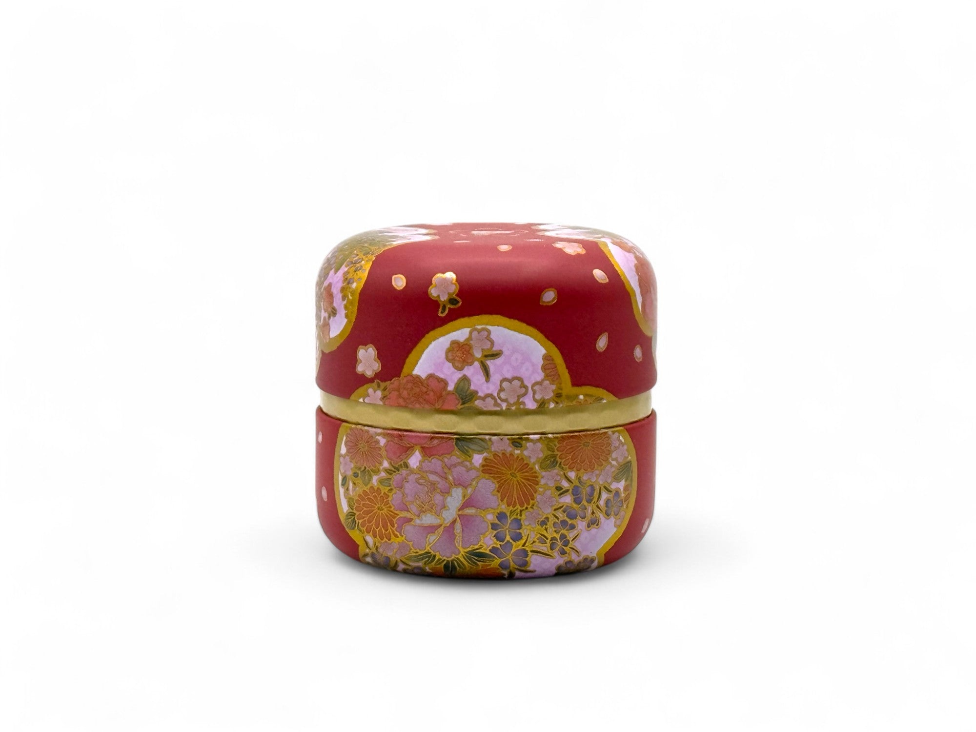 Yuino Red Metal Tea Canister - Japanese Chazutsu