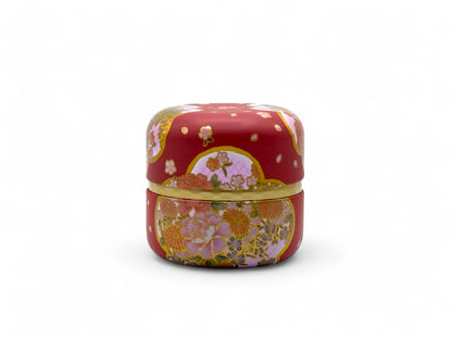 Yuino Red Metal Tea Canister - Japanese Chazutsu